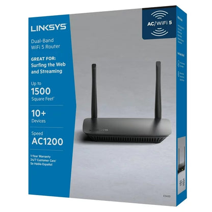 AC1200 Dual Band WiFi 5 Router with Easy Setup, Black