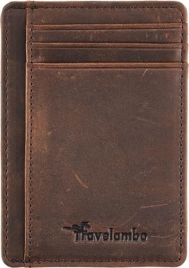 Front Pocket Minimalist Leather Slim Wallet RFID Blocking Medium Size