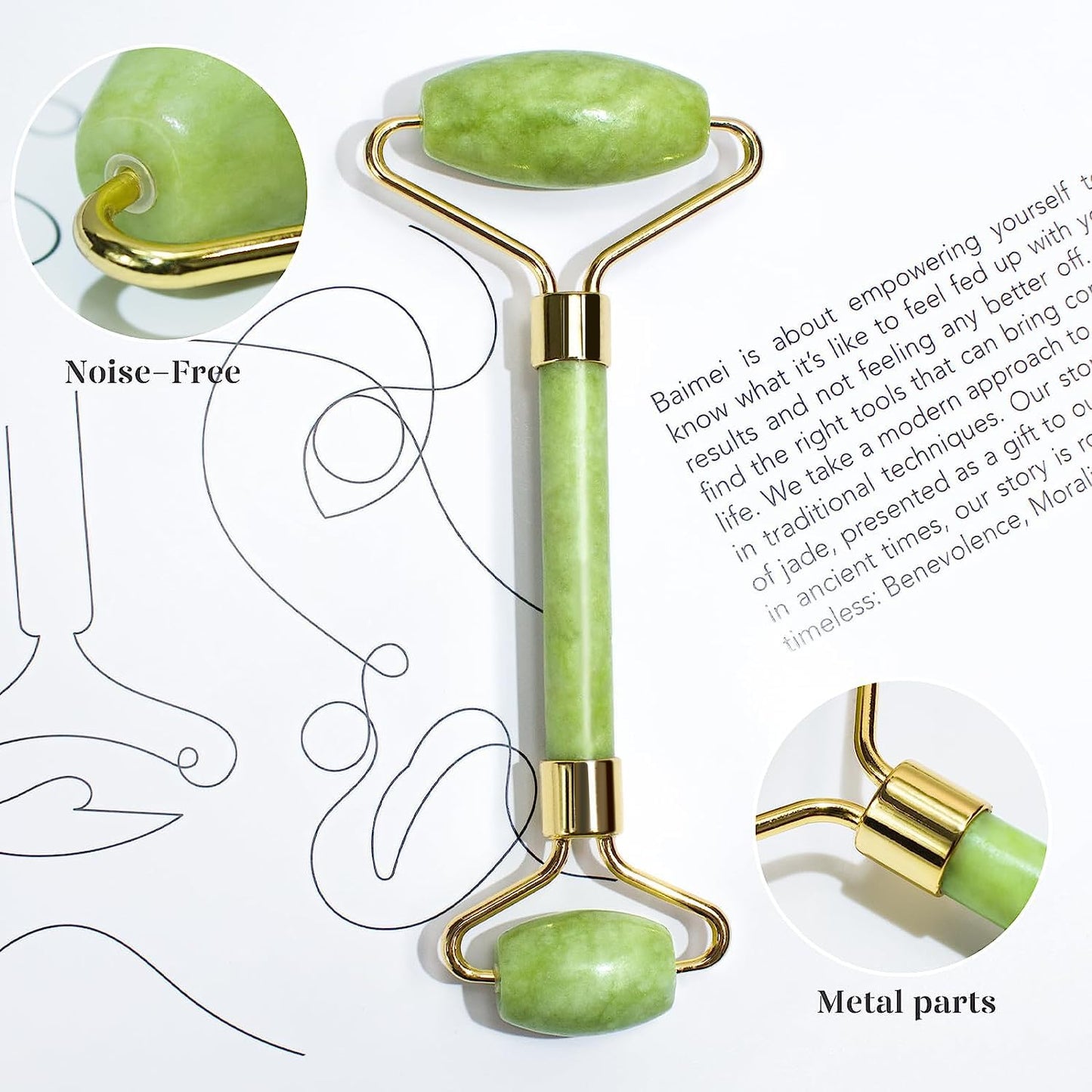 Jade Roller & Gua Sha Facial Tools Face Roller and Gua Sha Set for Skin Care Routine and Puffiness, Self Care Gift for Men Women - Green