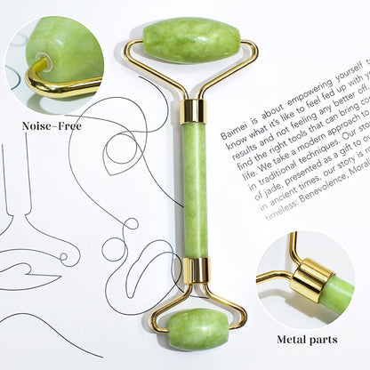 Jade Roller & Gua Sha Facial Tools Face Roller and Gua Sha Set for Skin Care Routine and Puffiness, Self Care Gift for Men Women - Green