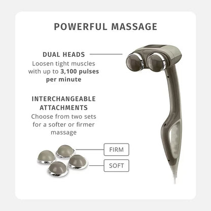 Percussion Action Massager with Heat and Dual Pivoting Heads