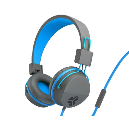 Audio JBuddies Studio On-ear Kids Folding Headphones with Microphone, Volume Safe, Gray & Blue HJKSTUDIORGRYBLU6