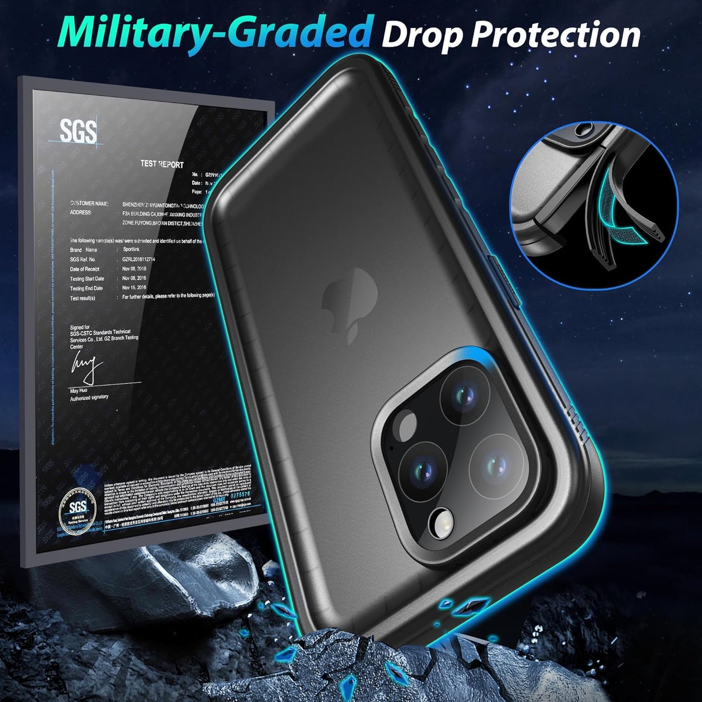 iPhone 15 Pro Max Case Waterproof - Built in Screen Protector [IP68 Underwater][6.6FT Military Dropproof][Dustproof][Shockproof] Full Body Protective Phone Case 6.7" Black