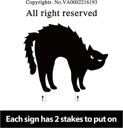 Halloween Decorations Outdoor, 6ct Black Cat Decor Yard Signs with Stakes, Scary Silhouette with Glow in Dark Eyes, Corrugated Plastic, Waterproof Lawn Decorations for Kids Family Home Party