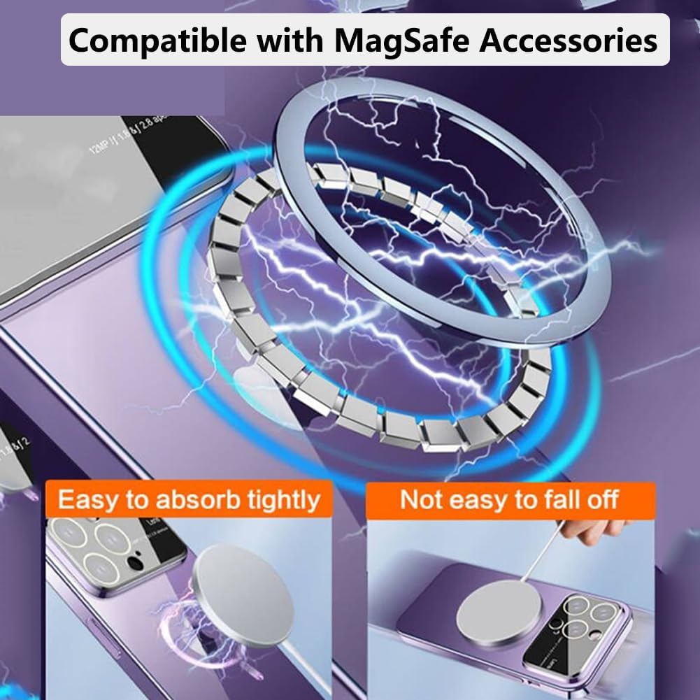 Magnetic Clear Case for iPhone 15 Pro Max Case 6.7" [Compatible with MagSafe] with Full Camera Cover Protection Shockproof Protective Slim Stylish Design Case for Women Girls 2023, Sierra Blue