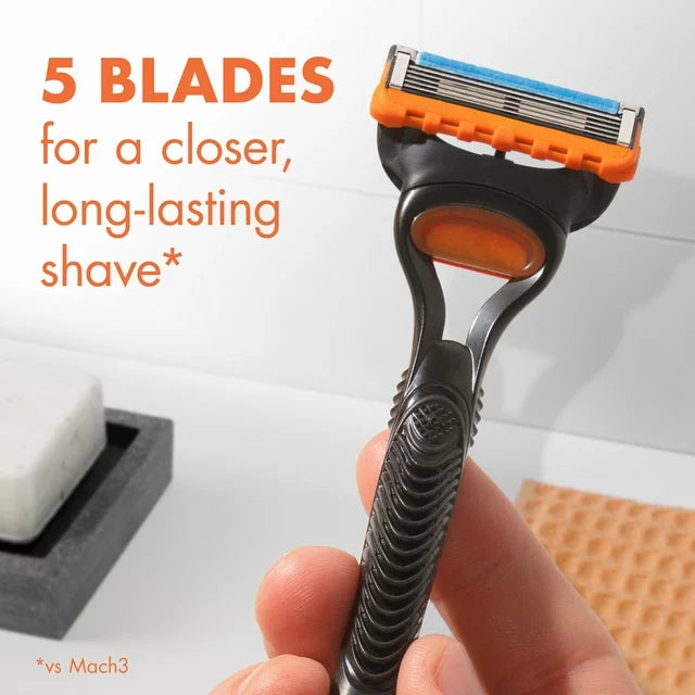 Fusion5 Men's Razor Handle and 2 Blade Refills, Orange