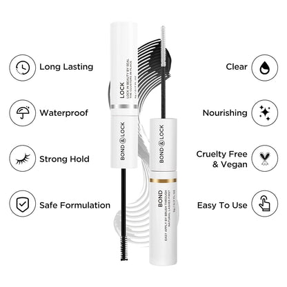 Lash Bond and Seal, Cluster Lash Glue for Individual Cluster Lashes DIY Eyelash Extensions Latex Free Aftercare Sealant with Mascara Wand Super Strong Hold 72 Hours