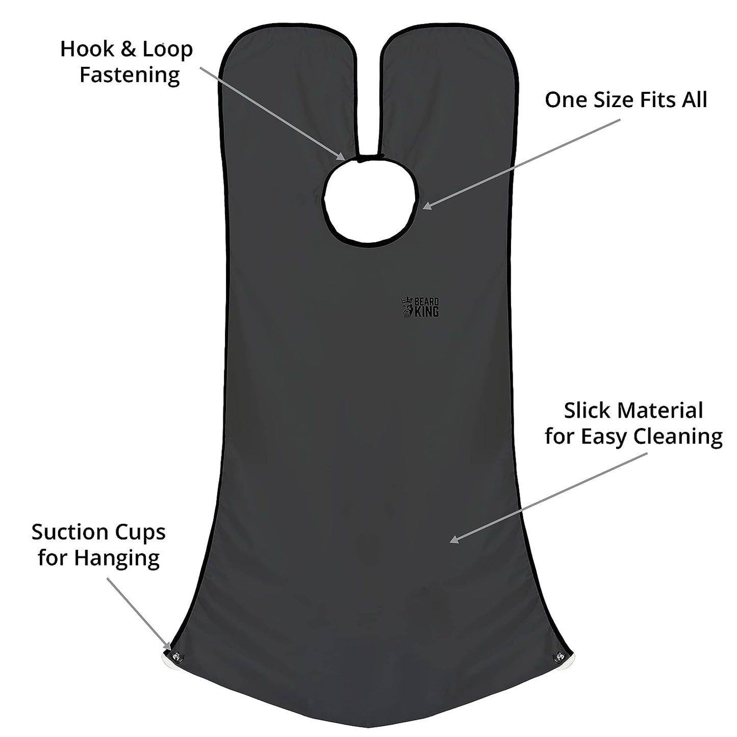 Beard Bib Apron for Men - the Original Cape As Seen on Shark Tank, Mens Hair Catcher for Shaving, Trimming - Grooming Accessories & Gifts for Dad or Husband - 1 Size Fits All, BLACK