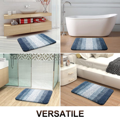 Luxury Bathroom Rug Mat 24x16, Extra Soft and Absorbent Microfiber Bath Rugs, Non-Slip Plush Shaggy Bath Carpet, Machine Wash Dry, Bath Mats for Bathroom Floor, Tub and Shower, Navy Blue