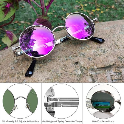 Gothic Steampunk Round Polarized UV400 Protection Sunglasses Unisex Street Outdoor