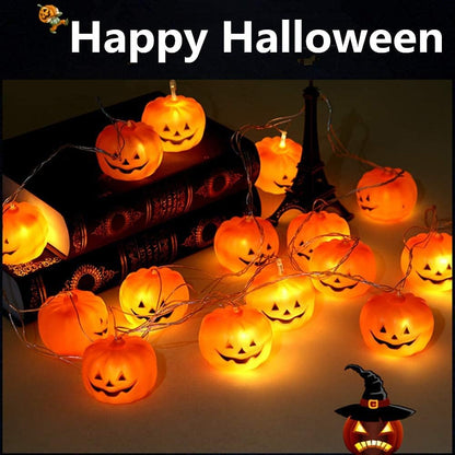 Halloween String Lights, LED Pumpkin Lights, Holiday Lights for Outdoor Decor,2 Modes Steady/Flickering Lights(20 One Pumpkin Lights, 9.8 feet)