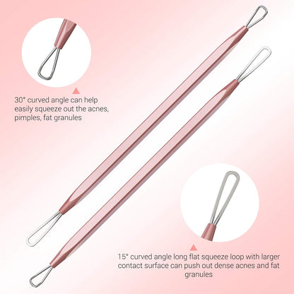 Blackhead Remover Pimple Popper Tool Kit - Professional Extractor for Nose and Face, Stainless Comedone, Blemish Whitehead Popping with Portable Metal Case.