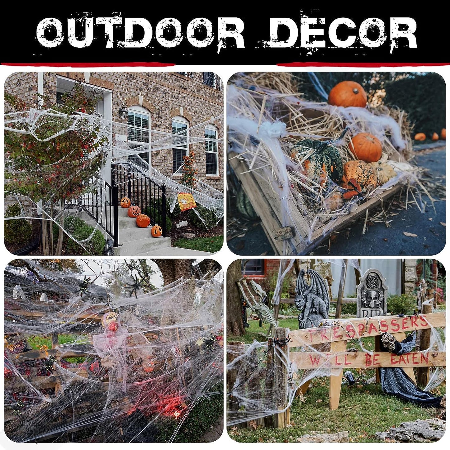 900 sqft Spider Webs Halloween Decorations Bonus with 30 Fake Spiders, Super Stretch Cobwebs for Halloween Indoor and Outdoor Party Supplies