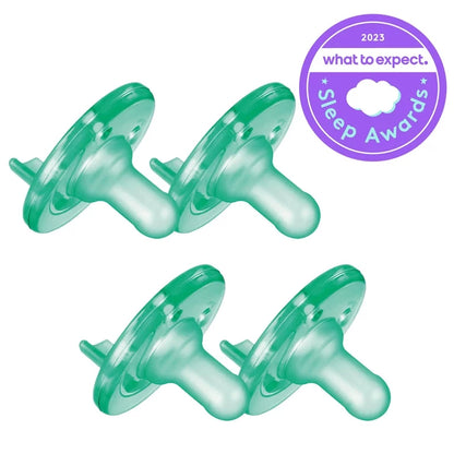 Soothie Pacifier, Green, 0-3 Months, 4 Pack