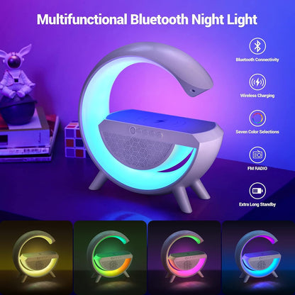 LED Ambient Lighting Night Light for Bedroom Rechargeable Bluetooth Speakers Table Lamp