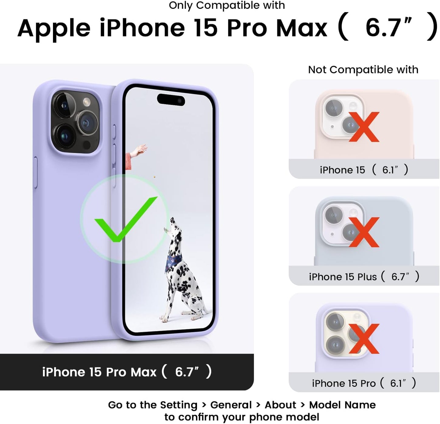 Compatible with iPhone 15 Pro Max Case, Silicone Shockproof Slim Thin Phone Case for iPhone 15 Pro Max (6.7 inch), (Light Purple)