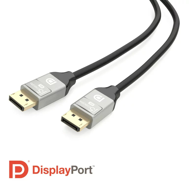 8K @ 60 Hz / 4K @ 120 Hz, 32.4Gbps DisplayPort Cable for TVs, laptops, monitors, graphic cards, 6.6 ft, JDC43