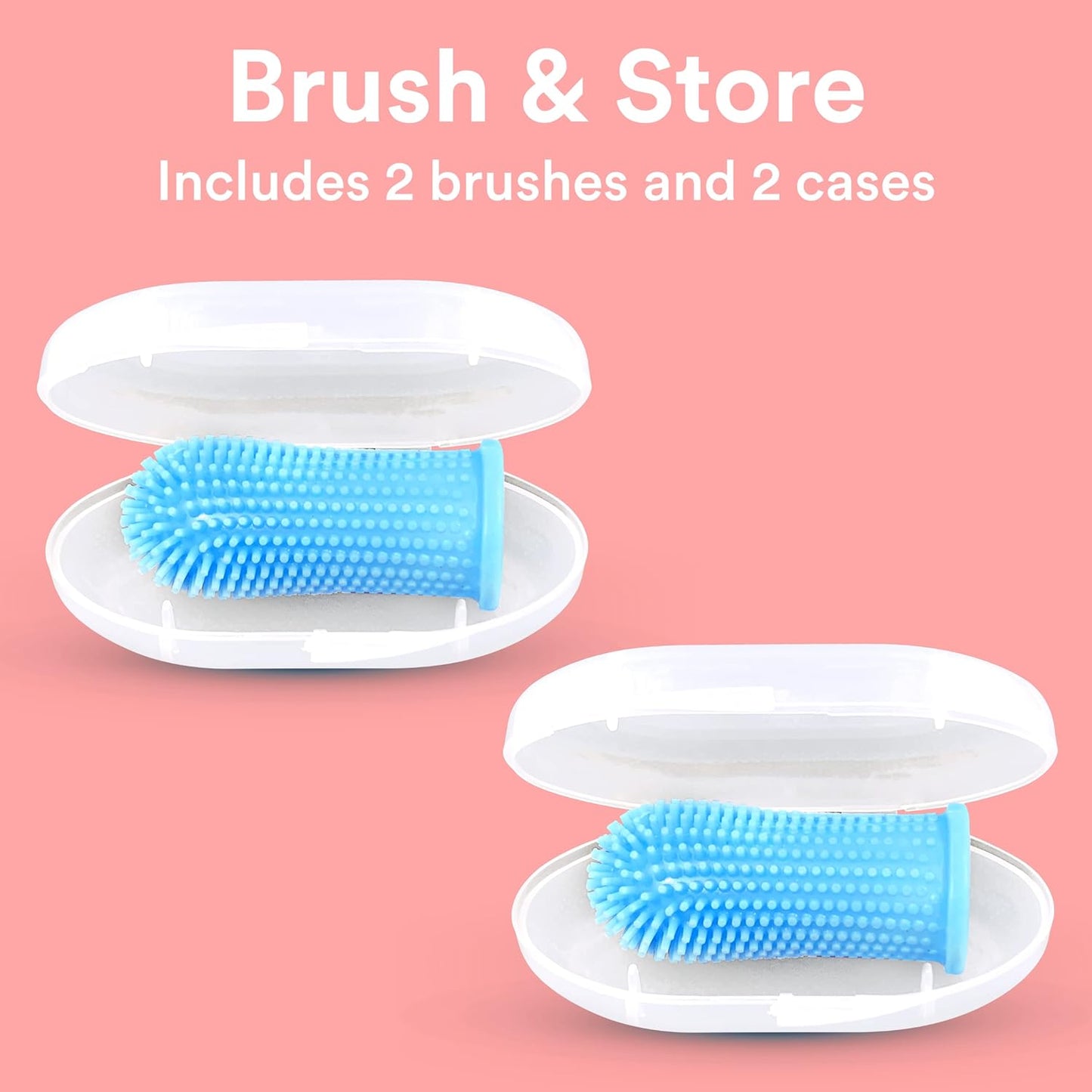 Dog Toothbrush, 360º Dog Tooth Brushing Kit, Cat Toothbrush, Dog Teeth Cleaning, Dog Finger Toothbrush, Dog Tooth Brush for Small & Large Pets, Dog Toothpaste Not Included - Blue 2-Pack