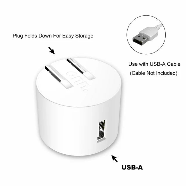 2.4A USB Wall Charger with Foldable Plug-White, for iPhone, iPad and Android Smartphones