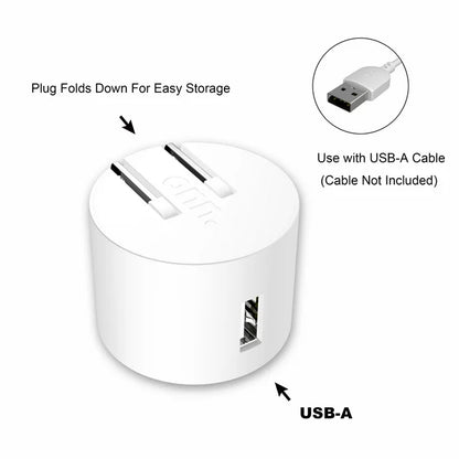 2.4A USB Wall Charger with Foldable Plug-White, for iPhone, iPad and Android Smartphones