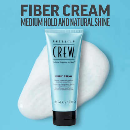 Crew Men's Fiber Cream, Like Hair Gel with Medium Hold & Natural Shine, 3.3 Fl Oz