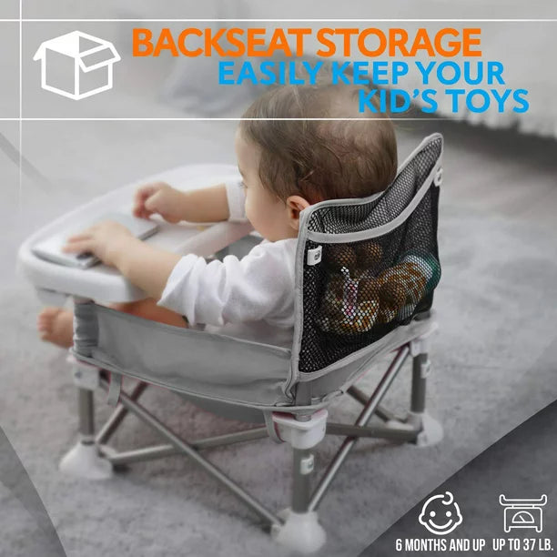 Baby Booster, Baby & Toddler Booster Seat Feeding Chair, Easy Setup Portable & Folding Style