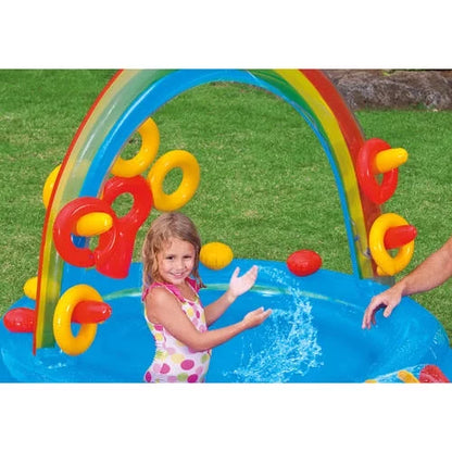 Rainbow Slide Inflatable Pool & Water Slide Ring Center, 9.75 x 6.3 Ft