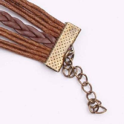 Retro Vintage Handmade Pu Leather Bracelet Wristlet Bangle Wrist Band Hand Chain Charm