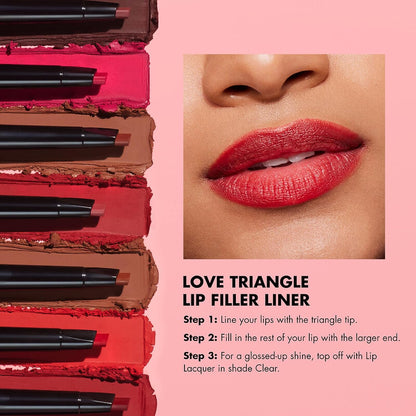 Love Triangle Lip Filler Liner, 2-in-1 Lip Liner Pencil For Sculpting & Filling, Long-Lasting Intense Color, Soft Pink