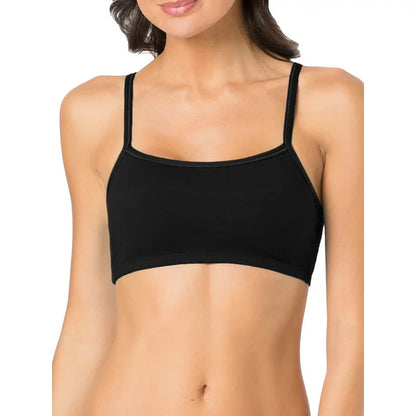 Women's Spaghetti Strap Cotton Sports Bra, 3-Pack, Style-9036