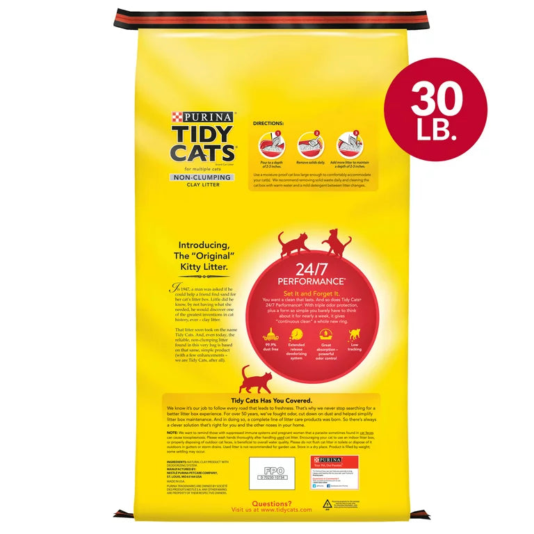 Non Clumping Cat Litter, 24/7 Performance Multi Cat Litter, 30 lb. Bag