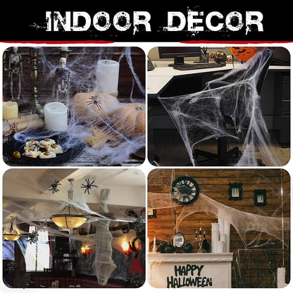 900 sqft Spider Webs Halloween Decorations Bonus with 30 Fake Spiders, Super Stretch Cobwebs for Halloween Indoor and Outdoor Party Supplies