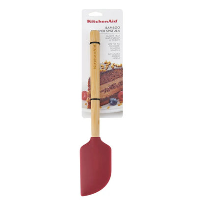 Bamboo Handle with Red Scraper Spatula Top