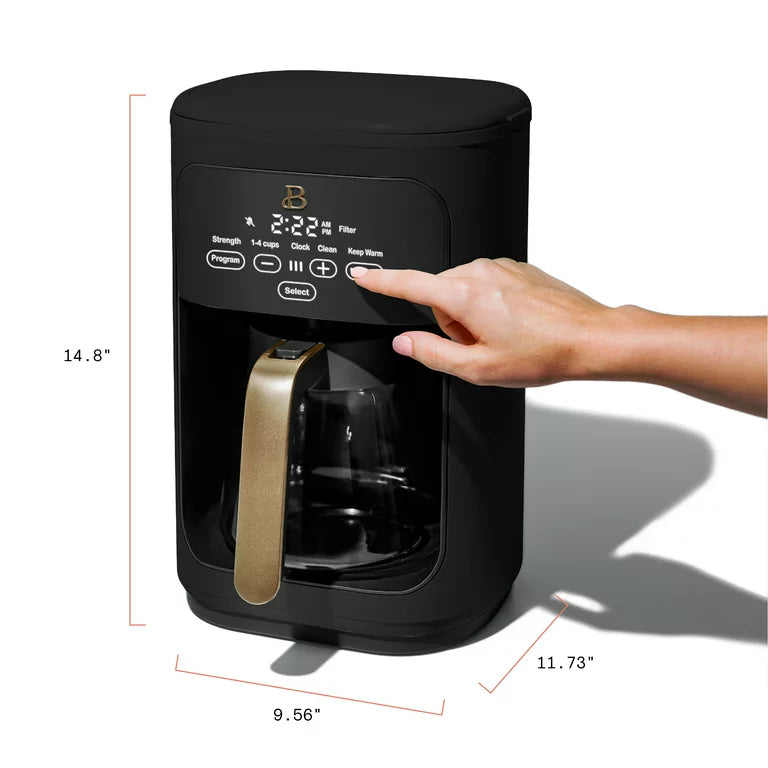 14-Cup Programmable Drip Coffee Maker with Touch-Activated Display, Black Sesame by Drew Barrymore