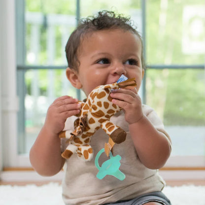 Baby Lovey Pacifier & Teether Holder, Giraffe with Green HappyPaci, 100% Silicone, 0-6 m