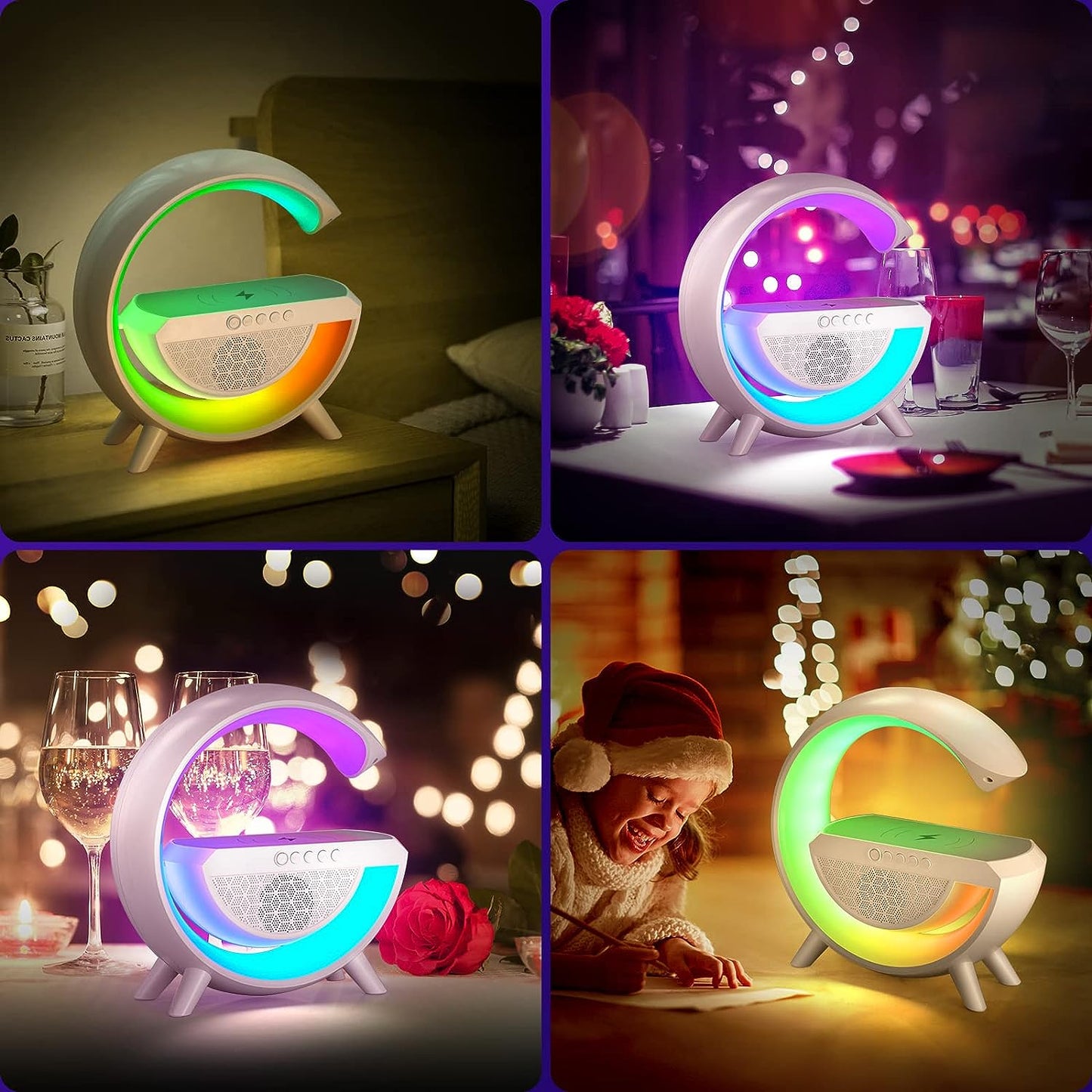 LED Ambient Lighting Night Light for Bedroom Rechargeable Bluetooth Speakers Table Lamp