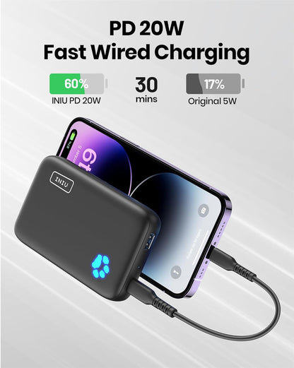 Magnetic Battery Pack Compatible with MagSafe, Compact 10000mAh 20W PD Portable Charger, USB C in&Out Wireless Power Bank, Only for iPhone 15/15 Plus/15 Pro/15 Pro Max, iPhone 14/13/12 Series