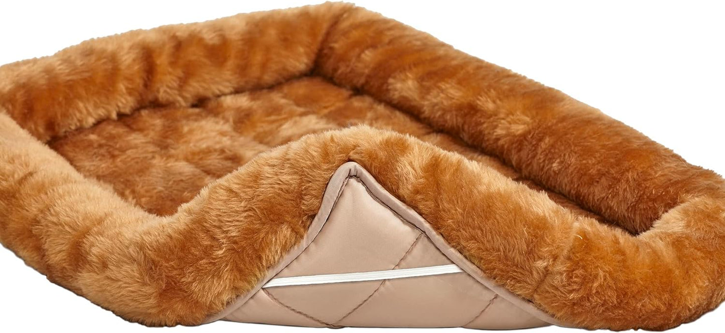 Bolster Dog Bed 18L-Inch Cinnamon Dog Bed or Cat Bed w/ Comfortable Bolster | Ideal for "Toy" Dog Breeds & Fits an 18-Inch Dog Crate | Easy Maintenance Machine Wash & Dry