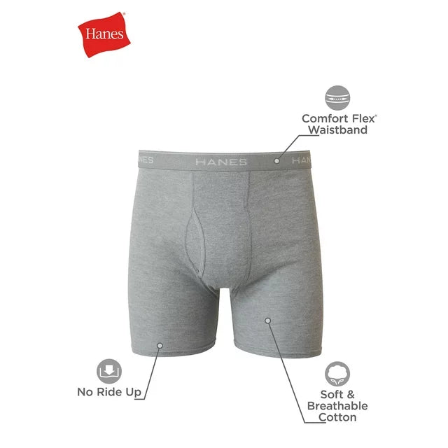 Men's Black/Grey Boxer Briefs, 3 Pack