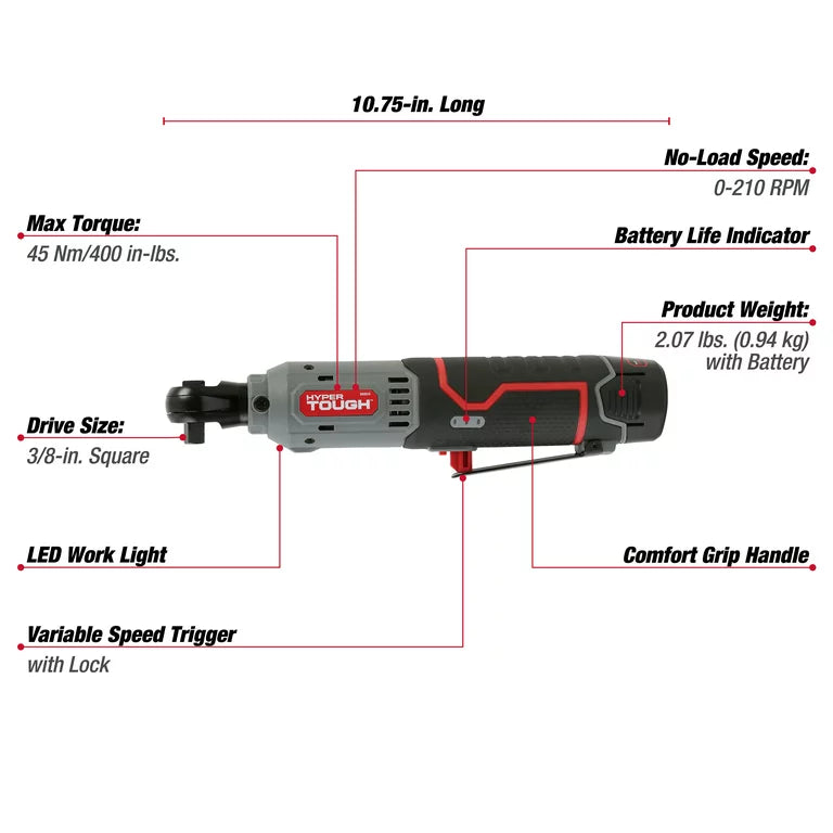 12V Max* 3/8-in Lithium-Ion Cordless Ratchet with 1.5Ah Battery & Charger, Model 98804