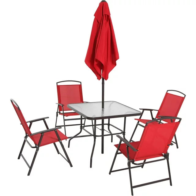 Albany Lane 6 Piece Outdoor Patio Dining Set, Red