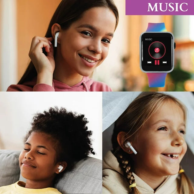 Unisex Child Smartwatch and Earbud Set with Tie-Dye Design in One Size (JSE40106WMC)