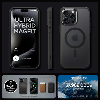 Magnetic Ultra Hybrid MagFit Designed for iPhone 15 Pro Max Case, [Anti-Yellowing] [Military-Grade Protection] Compatible with MagSafe (2023) - Frost Black