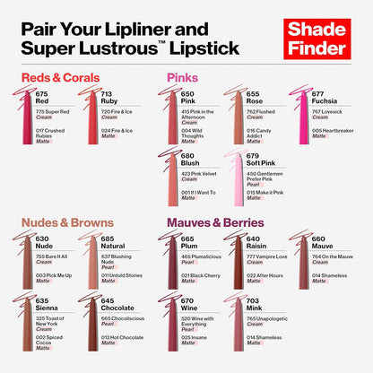 Lip Liner, Colorstay Face Makeup with Built-in-Sharpener, Longwear Rich Lip Colors, Smooth Application, 670 Wine