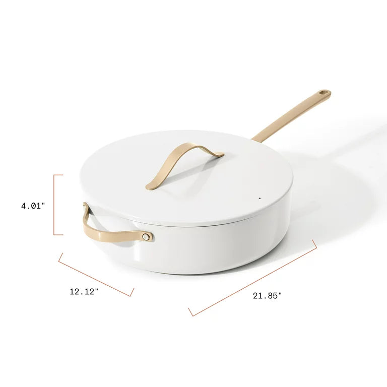 5.5 Quart Ceramic Non-Stick Sauté Pan, White Icing by Drew Barrymore