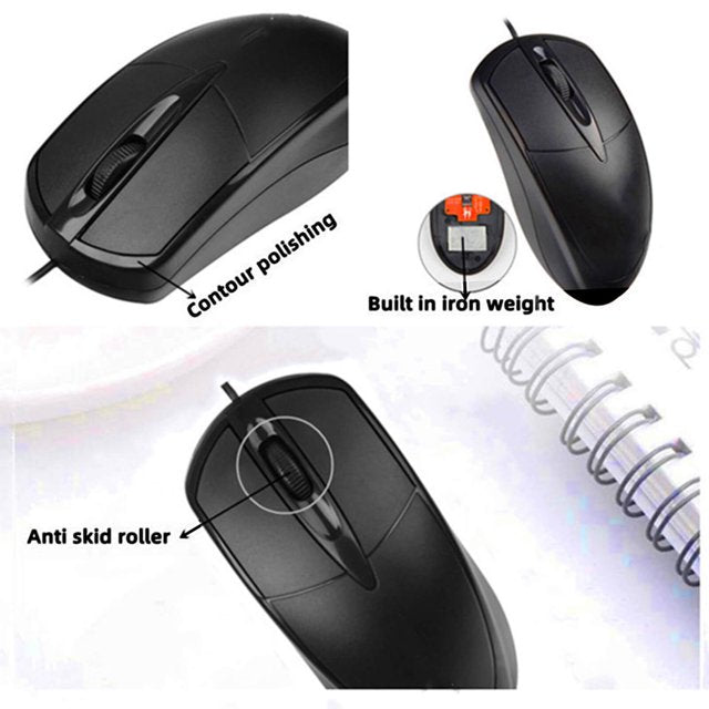 Wired Mouse, USB Wired Computer Mouse Mice, 1600DPI 3 Adjustable Levels 4-Button Ergonomic Mice, Home and Office Mouse for Laptop PC Desktop Notebook