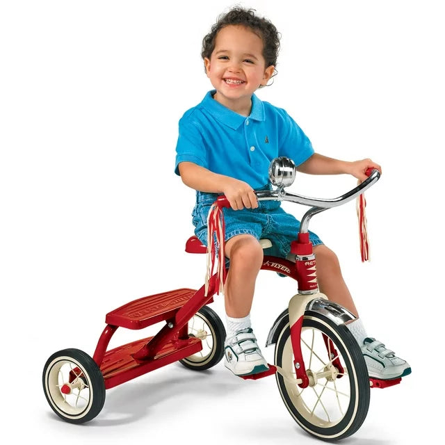 Classic Red Dual Deck Tricycle, 12" Front Wheel, Red