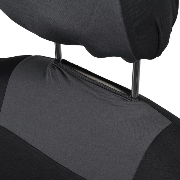 PolyPro Car Seat Covers Full Set, Charcoal Gray Two-Tone Front and Rear Split Bench Seat Covers for Cars Trucks SUV