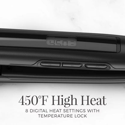 Hair Straightener, Black Anti-Static Flat Iron with Floating Ceramic Plates and Digital Controls