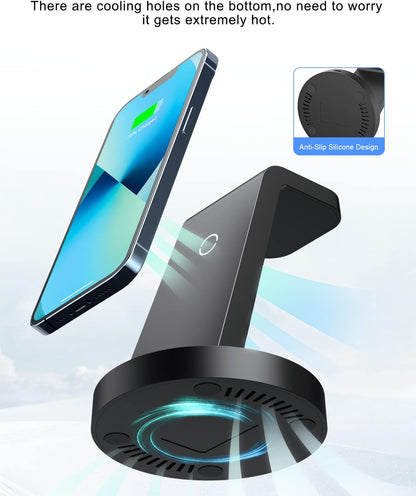 3 in 1 Charging Station for Apple Device , Wireless Charger for iPhone 15 14 13 12 11 X Pro Max Mini & Apple Watch iWatch Ultra 9 8 7 6 SE 5 4 3 - Fast Charging Stand Dock for AirPods